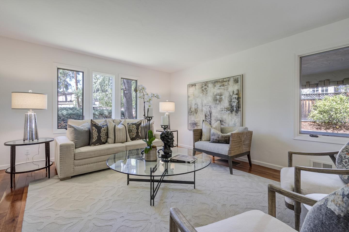 370 Quinnhill Road Los Altos, CA 94024 - Photo 11 of 58 a living room with furniture and a large window