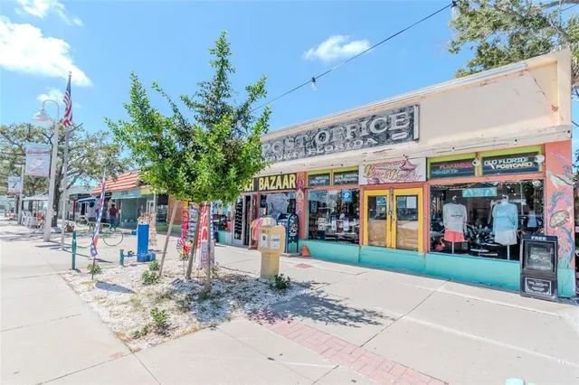 a front view of a building with street view