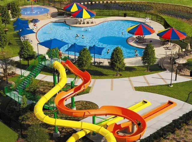 an aerial view of a tables and chairs