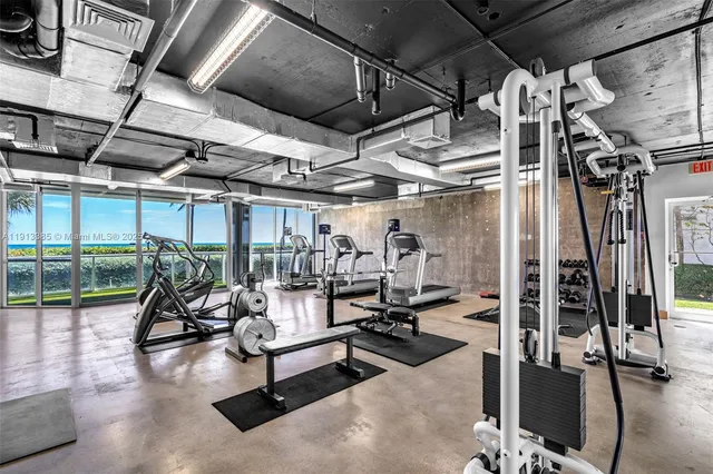 a view of a room with gym equipment