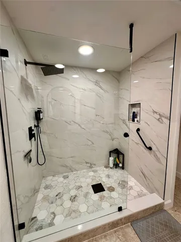 a bathroom with a shower