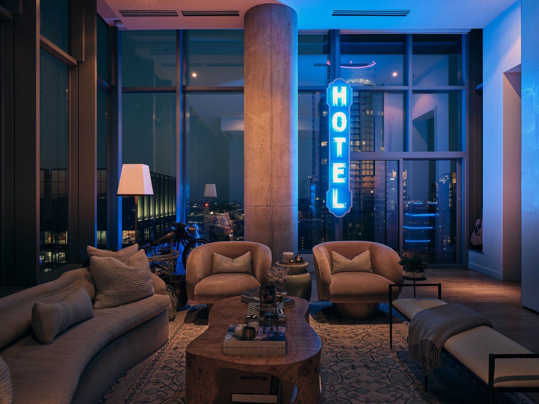 210 Lavaca Street, Unit 3504 Austin, TX 78701 - Photo 12 of 40 Common area with floor to ceiling windows