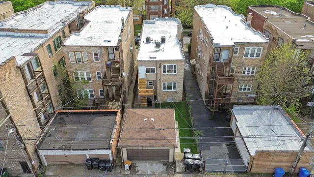 a front view of a brick building