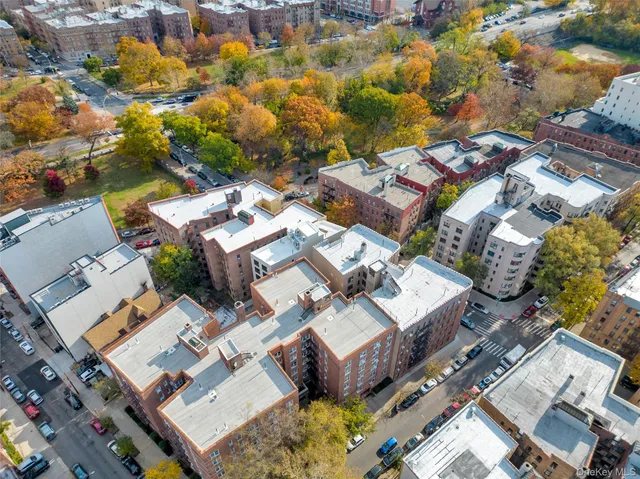an aerial view of a city with lots of residential buildings