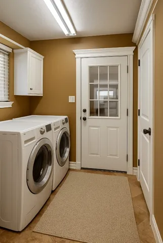 a utility room with dryer and washer