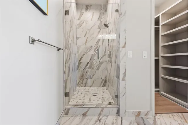 a bathroom with a shower