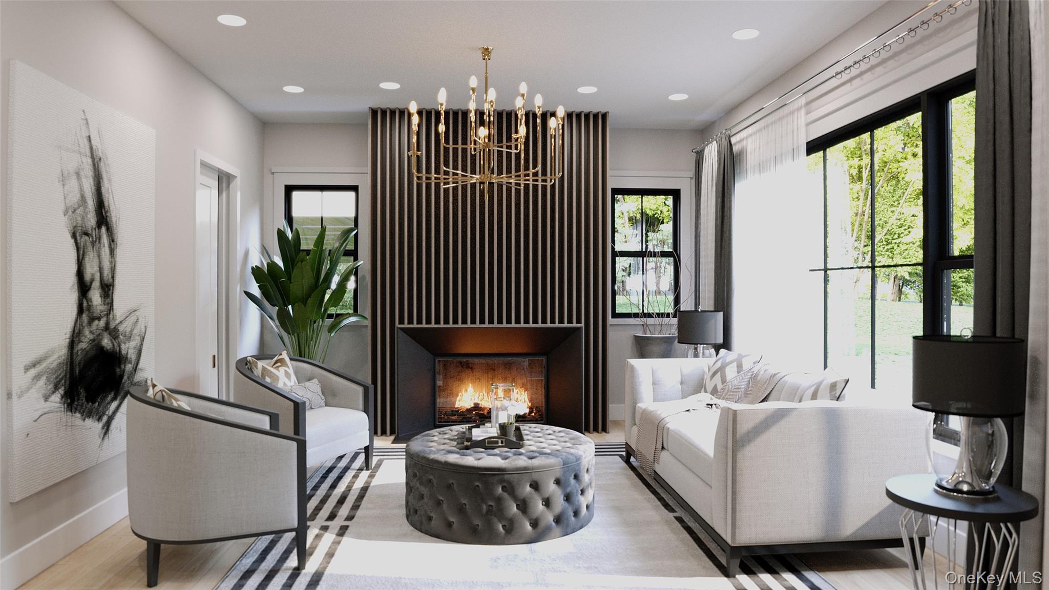 7 Hollow Ridge Road Armonk, NY 10504 - Photo 11 of 16 a living room with furniture flower pot and a fireplace