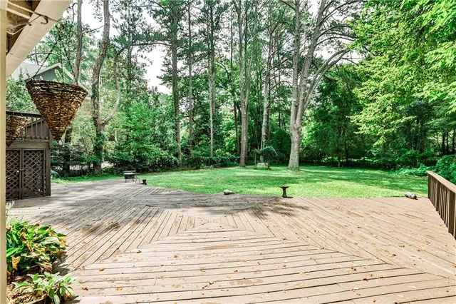 a view of a park with plants and trees