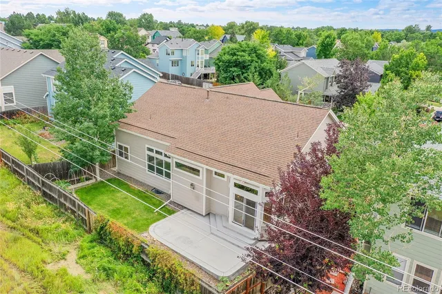 an aerial view of a house