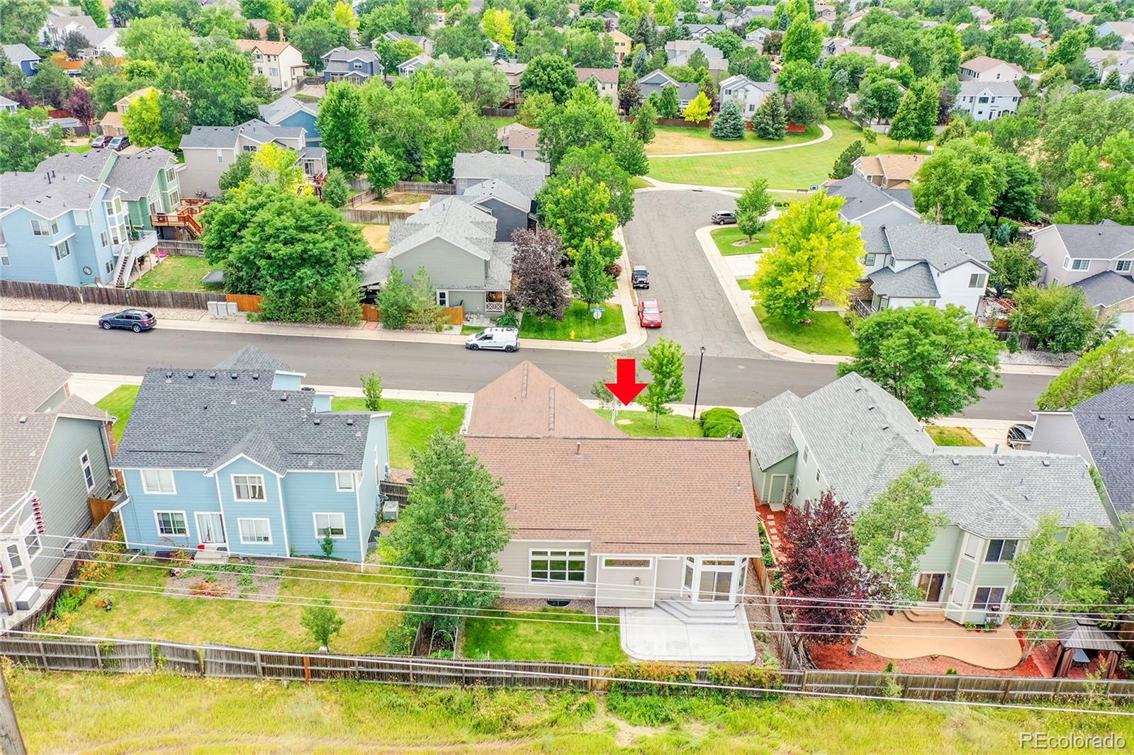 19115 East Belleview Place Centennial, CO 80015 - Photo 35 of 47 an aerial view of house with yard swimming pool and outdoor seating