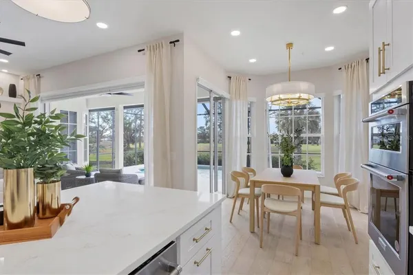 a workspace with furniture and window