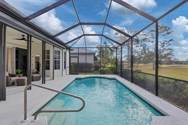 a view of a lake with a city