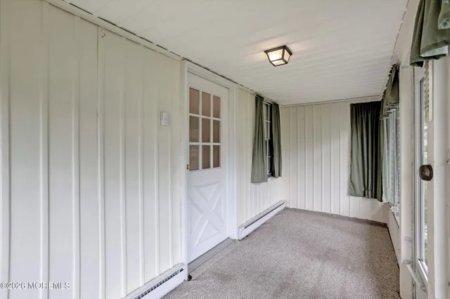 a view of a porch of a house