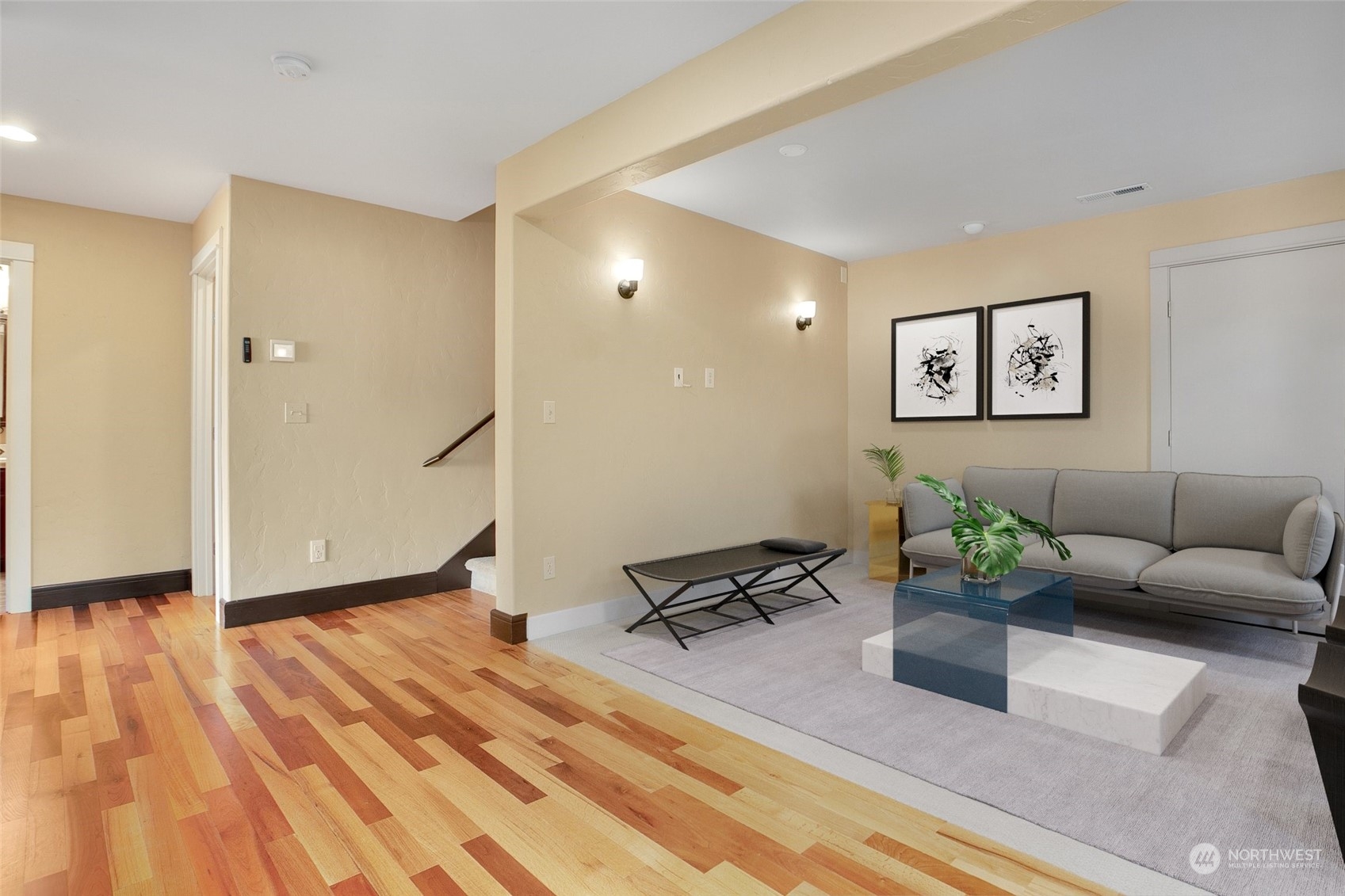 943 Summit Lake Shore Road Northwest Olympia, WA 98502 - Photo 21 of 40 a living room with furniture and wooden floor