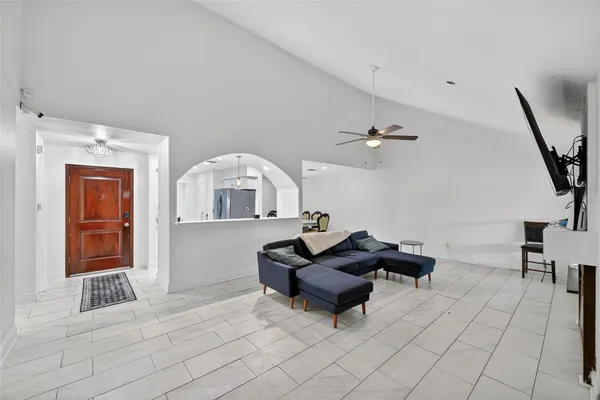 a living room with furniture