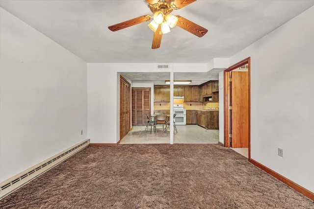 an empty room with windows