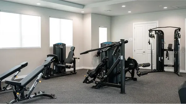a view of a room with gym equipment