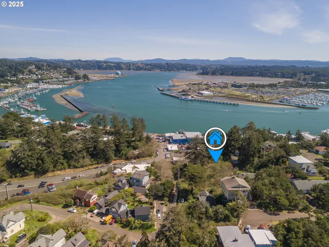 a view of a city and lake