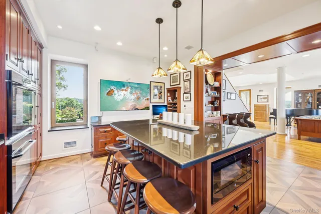 a view of a living room and dining room