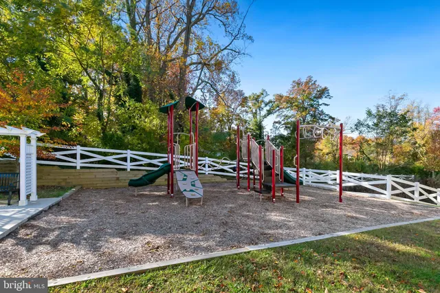 a view of a park with slide