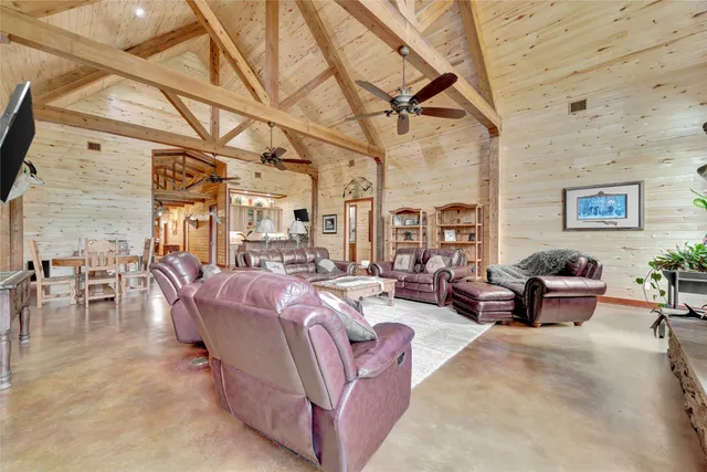 a living room with furniture