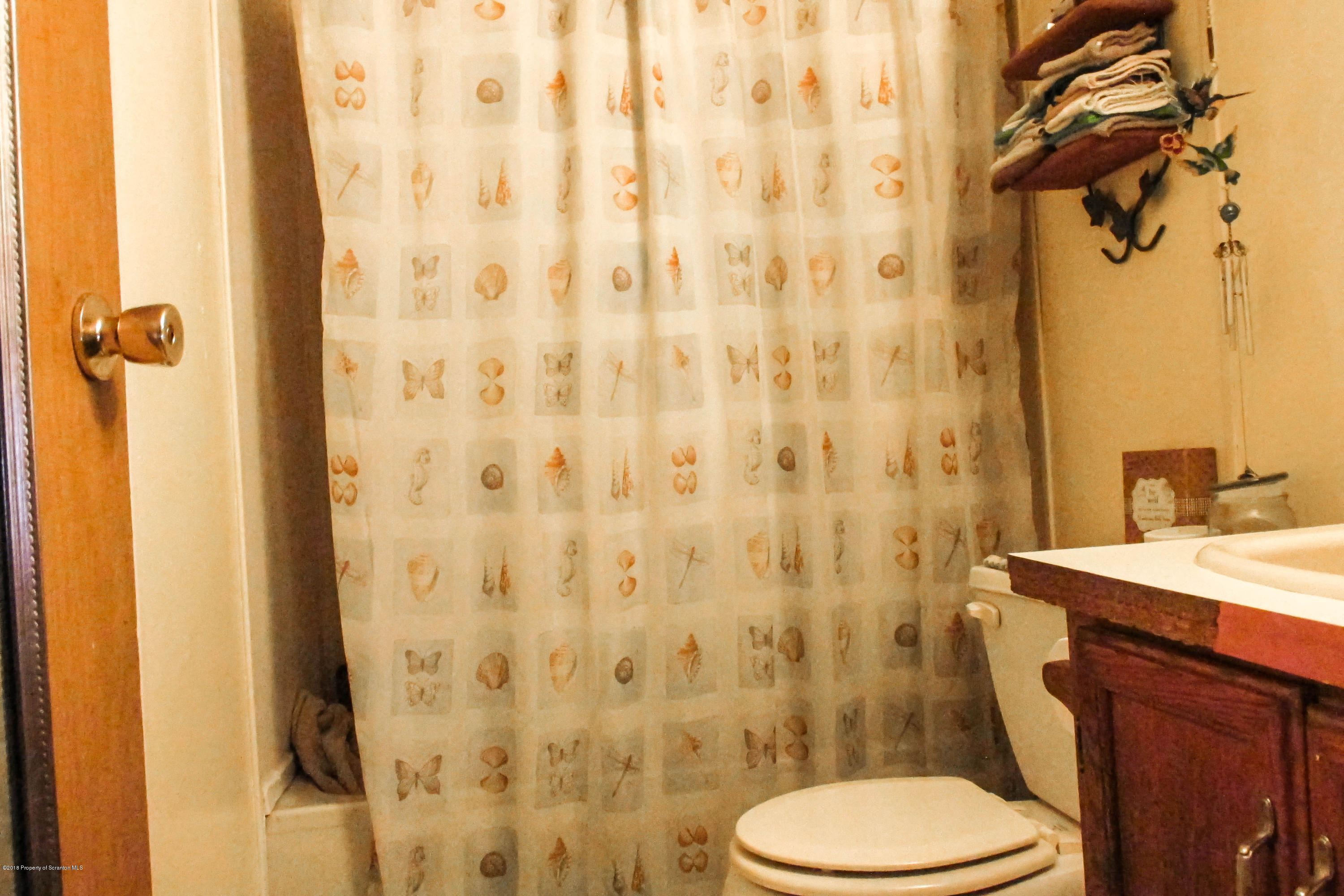2309 White Pond Road Meshoppen, PA 18630 - Photo 9 of 21 a bathroom with a sink a toilet and shower curtain