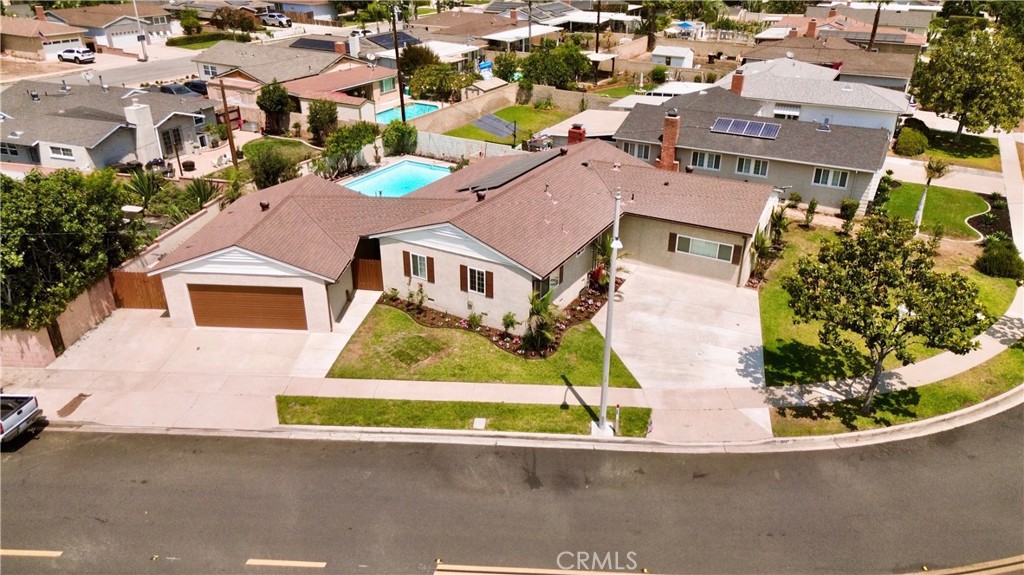 an aerial view of a house
