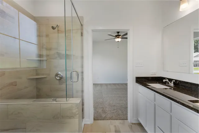 a bathroom with a bathtub