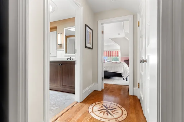 a view of a bedroom from a hallway