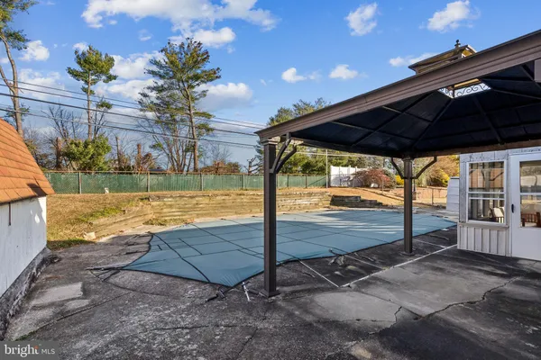 a view of a swimming pool with a patio