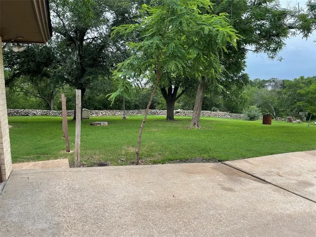 a view of grassy field with trees