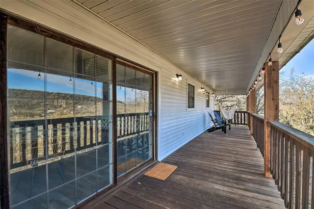 a view of wooden balcony