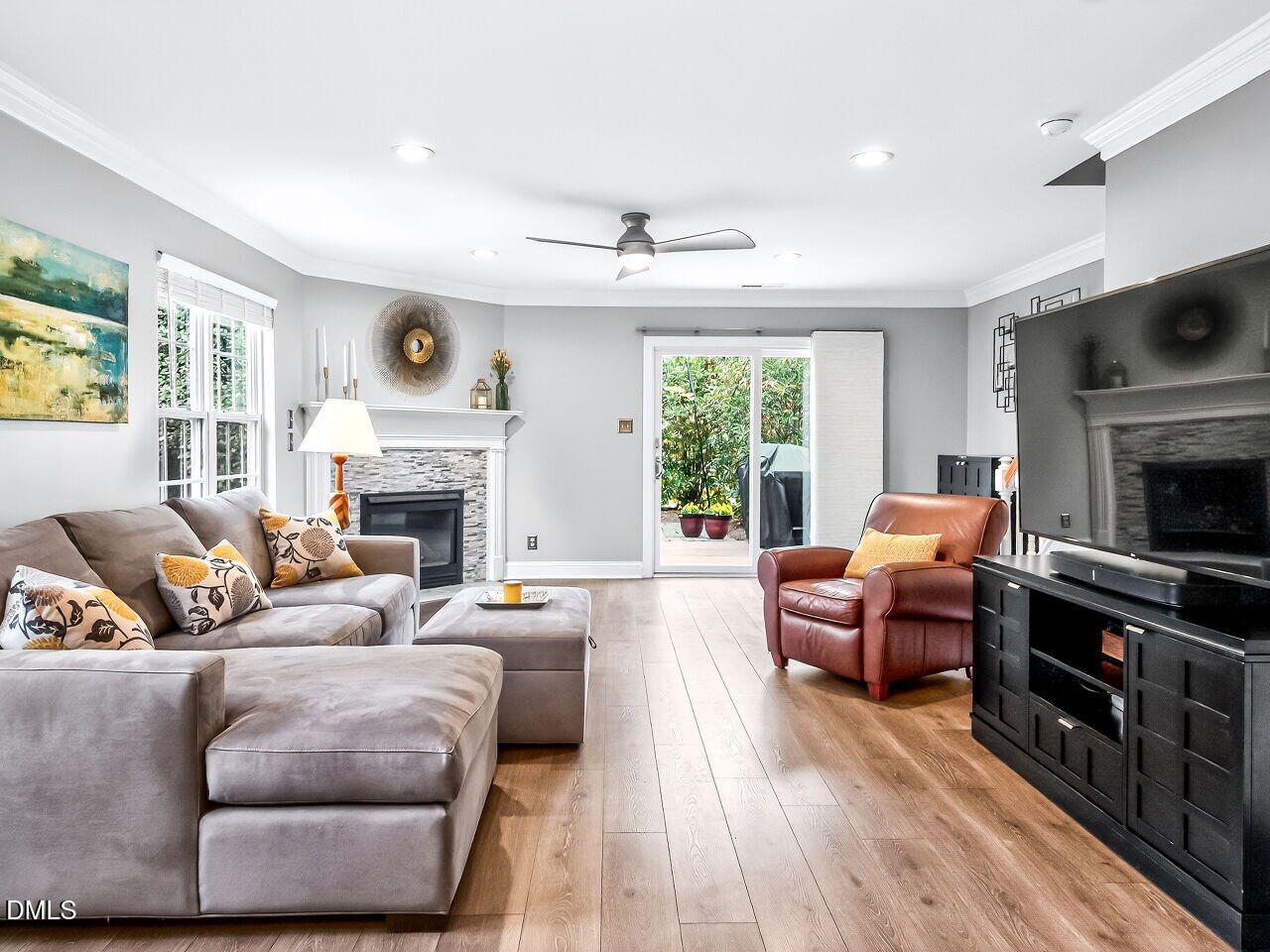422 Intern Way Durham, NC 27713 - Photo 6 of 33 a living room with furniture fireplace and flat screen tv