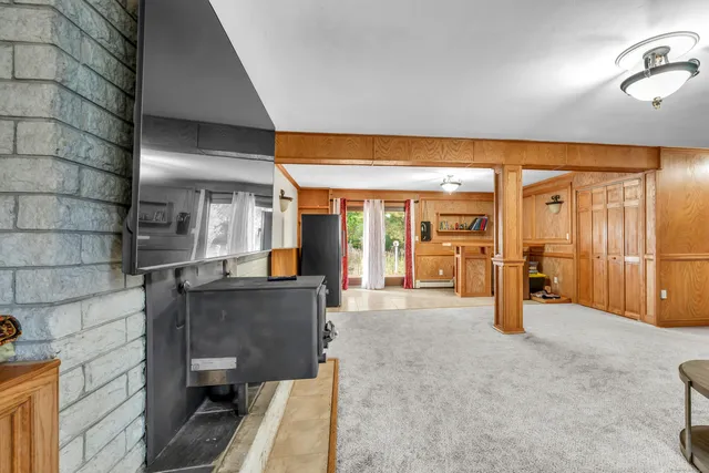 a view of a living room with furniture