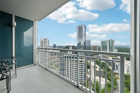 a view of city from a balcony