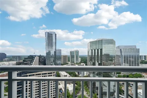 a balcony with city view