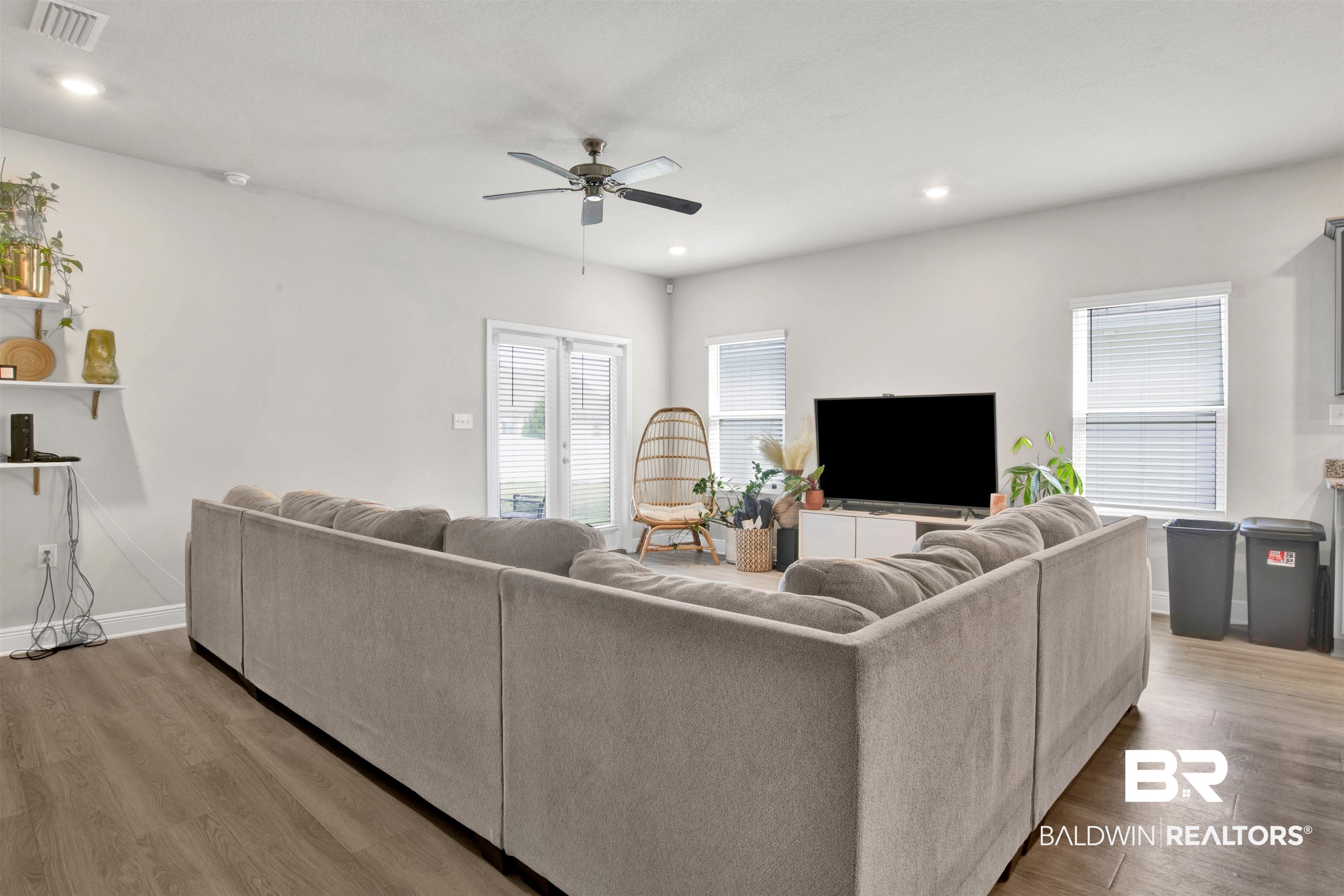 24253 Alydar Loop Daphne, AL 36526 - Photo 10 of 44 Living room with ceiling fan, light wood-style flooring, and recessed lighting