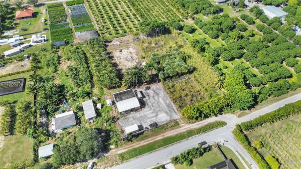 an aerial view of a garden