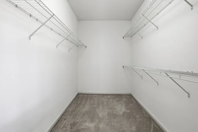 a view of a room with racks on the wall