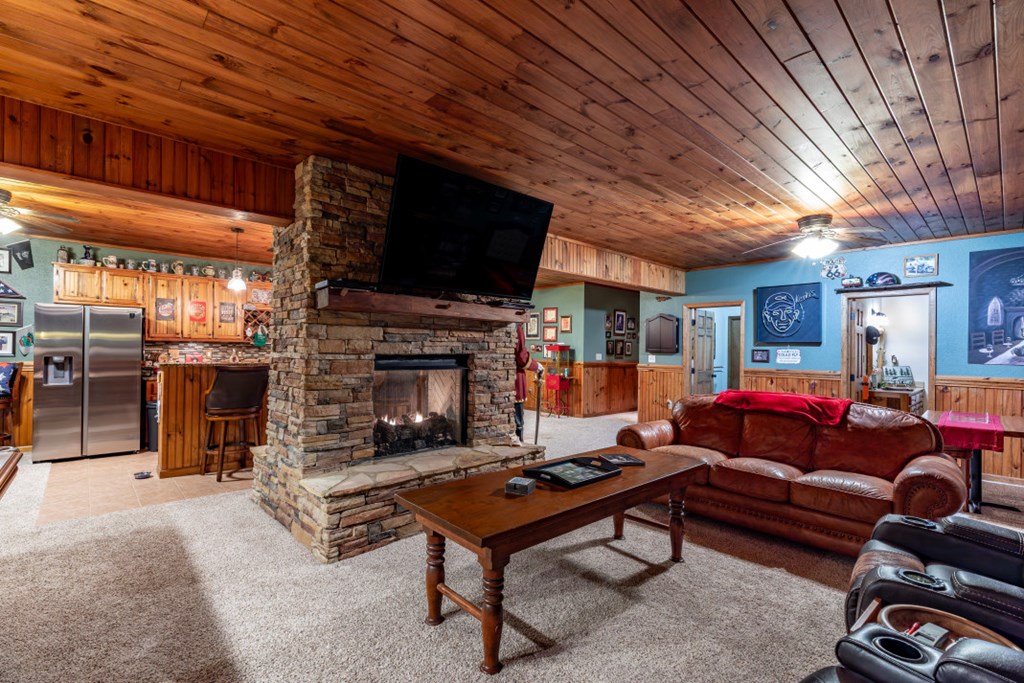 159 Apple Blossom Road Blairsville, GA 30512 - Photo 9 of 56 a living room with furniture a fireplace a flat screen tv and a fireplace
