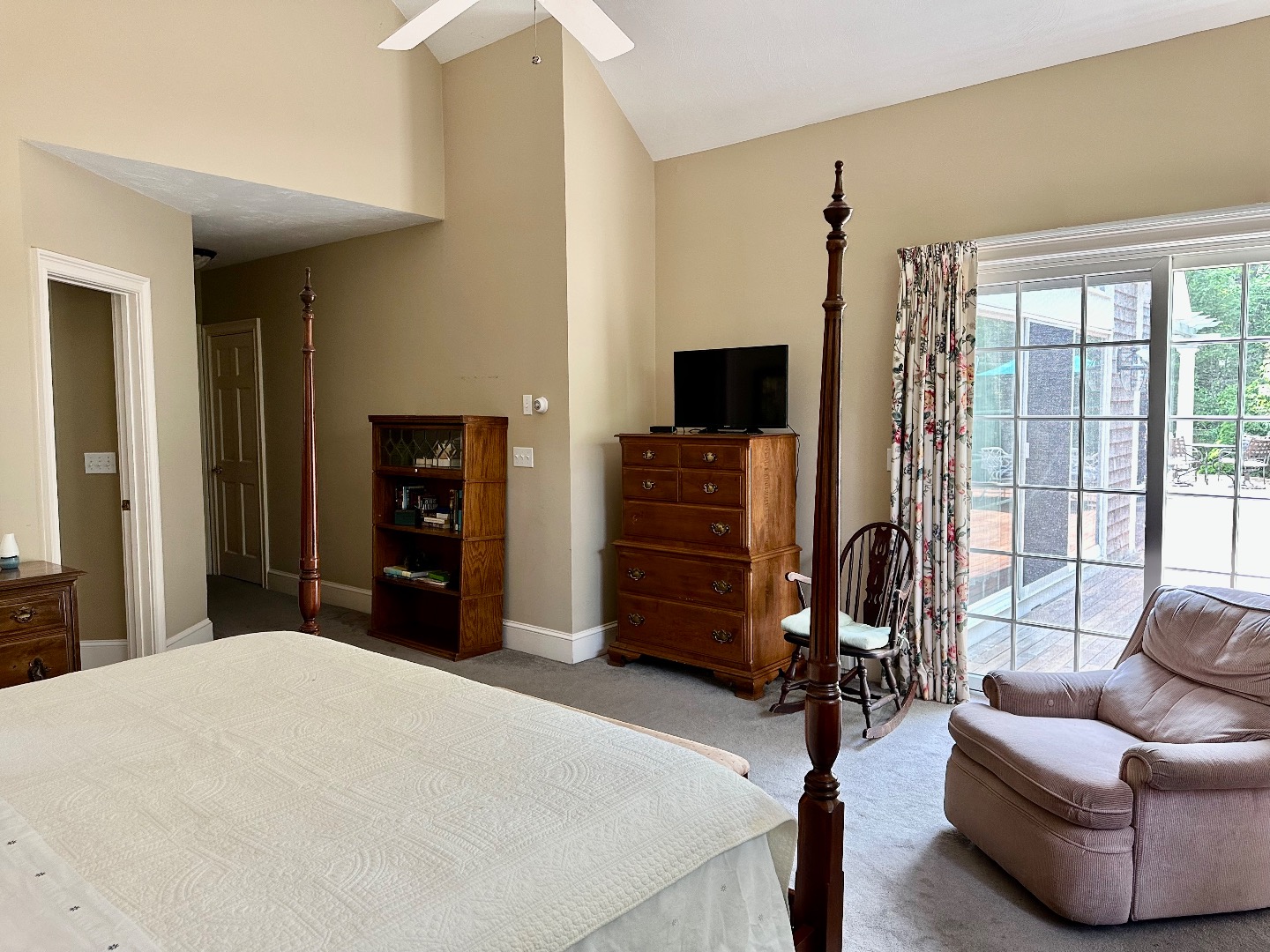 248 Pond Road West Tisbury, MA 02568 - Photo 20 of 34 a bedroom with a bed and a flat tv screen