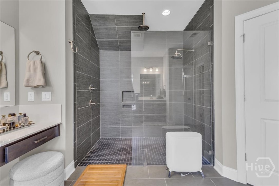 291 McQueen Drive Pooler, GA 31322 - Photo 29 of 57 OVERSIZED CUSTOM TILED SHOWER WITH DOUBLE HEADS WITH A VANITY AREA