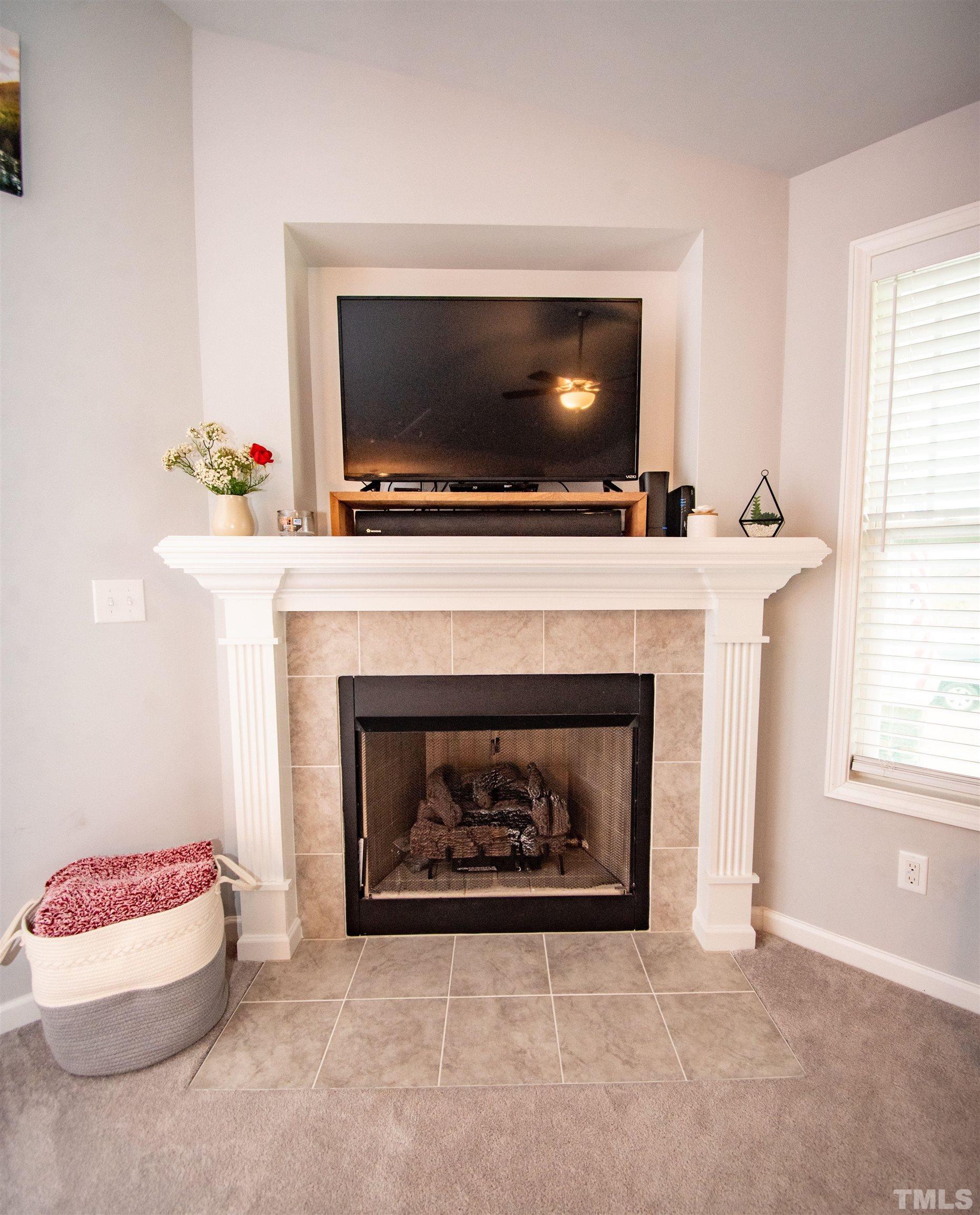 113 Cornfield Lane Benson, NC 27504 - Photo 11 of 13 a living room with a fireplace and a flat screen tv
