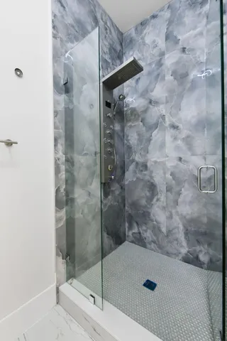 a view of an empty walk in closet