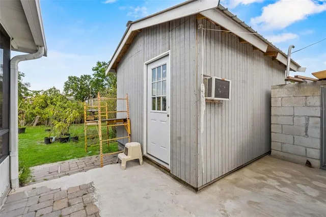 a backyard of a house with garden