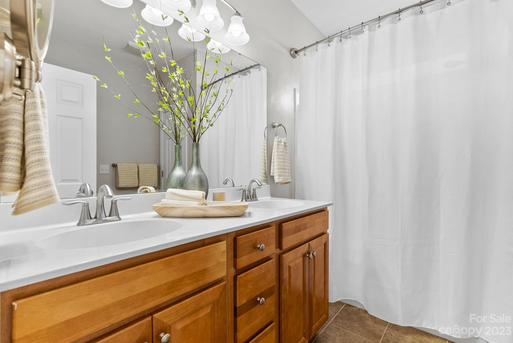 60 West Hiawassee Road Fletcher, NC 28732 - Photo 20 of 40 a bathroom with a double vanity sink and a mirror