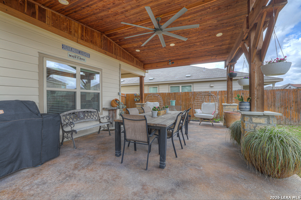 124 Field Ridge New Braunfels, TX 78130 - Photo 34 of 43 a view of a patio with table and chairs