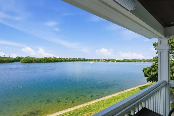 a view of lake from a balcony