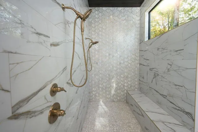 a bathroom with a shower