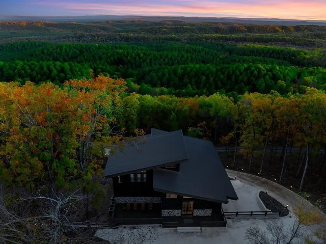 a view of a patio in forest